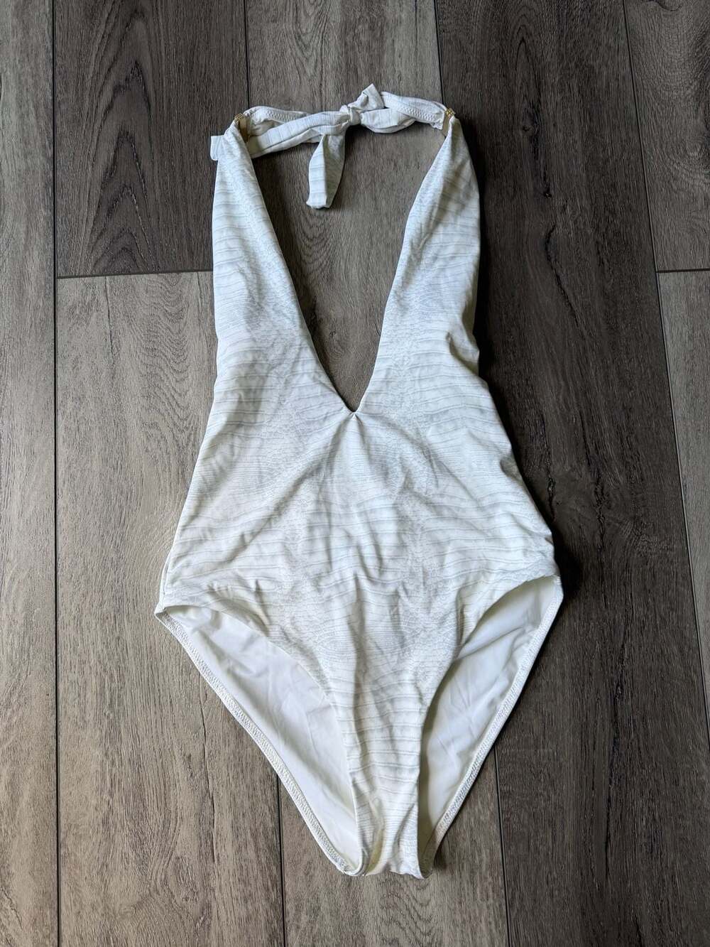 Bcbgmaxazria Swimsuit Size S White Halter One-Piece -Bridal/Honeymoon Ready!